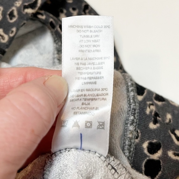 Sundry leopard hoodie hooded sweatshirt soft stretchy knit loungewear gray black - Picture 10 of 11